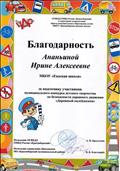Благодарность за подготовку участников муниципального конкурса детского творчества по безопасности дорожного движения "Дорожный калейдоскоп" Благодарность за подготовку участников муниципального конкурса детского творчества по безопасности дорожного движения "Дорожный калейдоскоп"